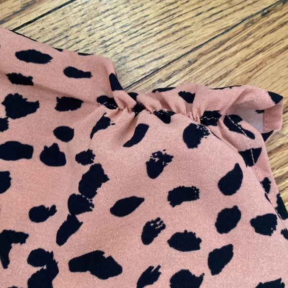 Papermoon Claudia Ruched Sleeve Blouse Coral and black size small top - Picture 4 of 7